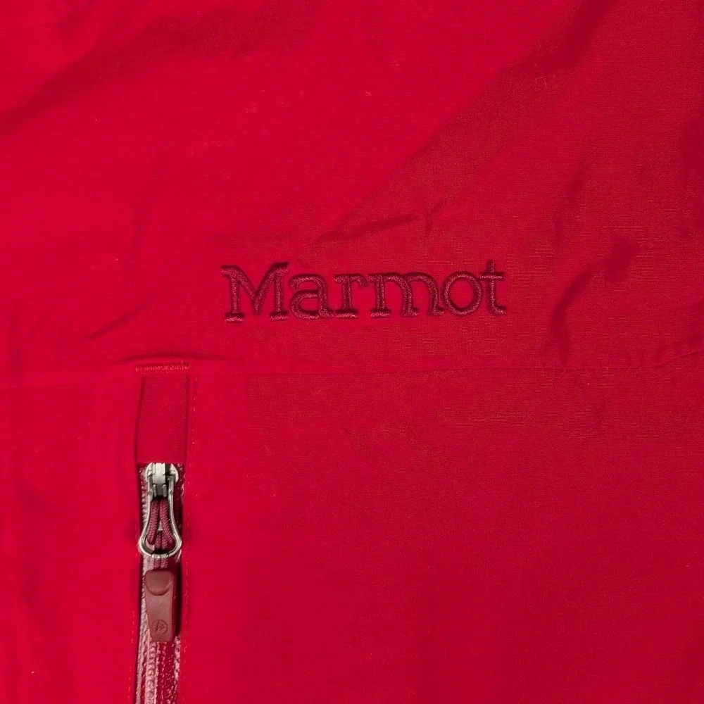 Marmot Mens XL Red Hooded Rain Jacket Full Zip Outdoor Shell Windbreaker